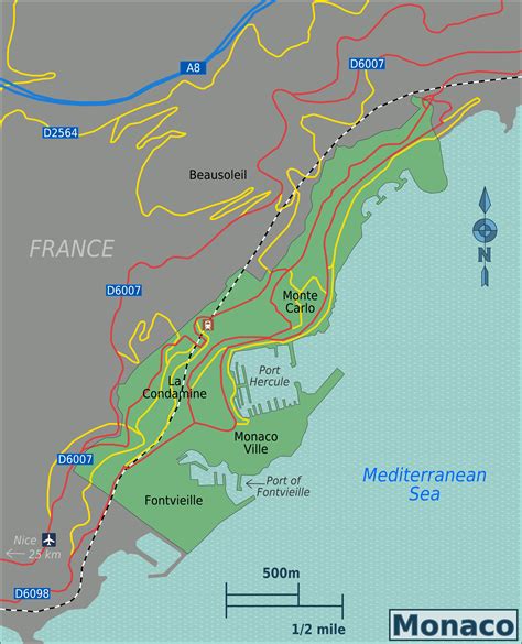 Monaco, officially the principality of monaco (french: Map of Monaco (Overview Map) : Worldofmaps.net - online ...