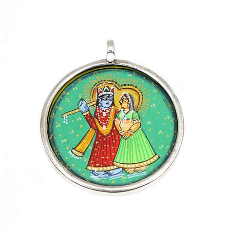 Radha Krishna Pendant 925 Sterling Silver Temple Jewelry Hand Etsy