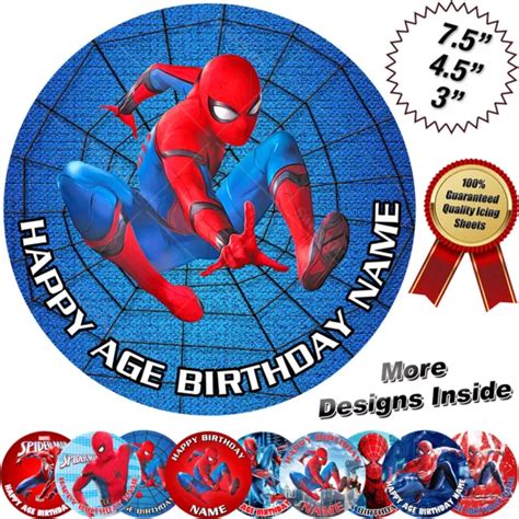 Spiderman Round Personalised Birthday Cake Topper Decoration Edible
