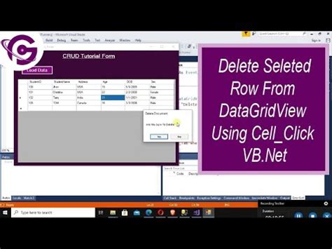 How To Delete Selected Row In Datagridview Datagridview Cell Click Event C