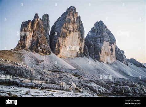 The Tre Cime Di Lavaredo In The Sexten Dolomites Italy Stock Photo