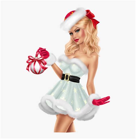 girls image clip art santa cartoon christmas noel tube femme noel hd png download kindpng