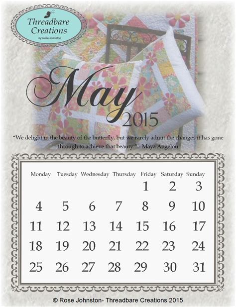 Free May Calendar Threadbare Creations