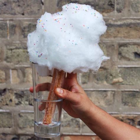 Vanilla Cotton Candy Spun Onto A Cinnamon Sugar Churro Gourmet Cotton