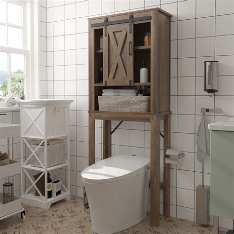 Pwfe Farmhouse Over Toilet Bathroom Organizer Freestanding Over The