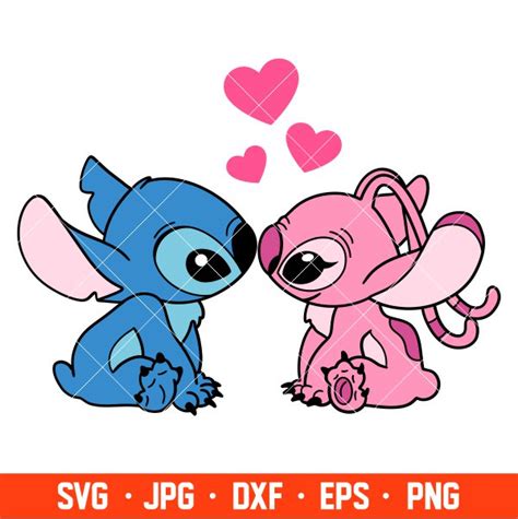 Stitch and Angel Svg, Love Svg, Valentine’s Day Svg, Disney Svg, Cricut