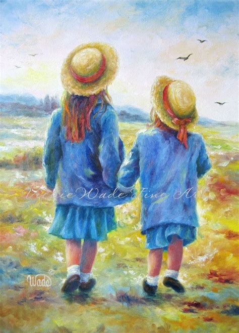 Two Sisters Original Oil Painting Best Friends Paintings School Girls
