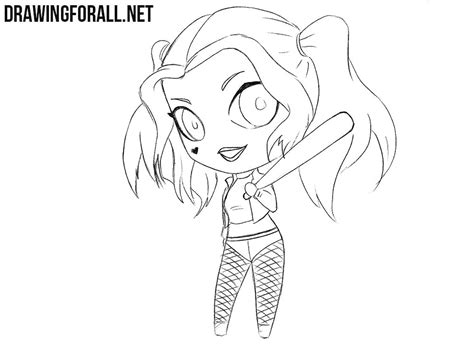 Coloriage harley quinn and deadpool by leomatos. How to Draw Chibi Harley Quinn | Drawingforall.net