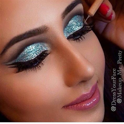 Blue Glitter Turquoise Eyeshadow Pretty Eye Makeup Makeup