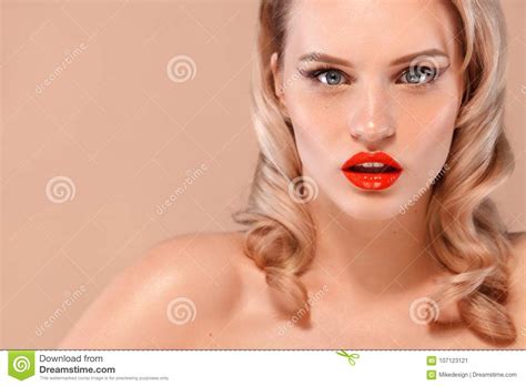 Closeup Portrait Of Woman With Clean And Fresh Skin Nude Makeup