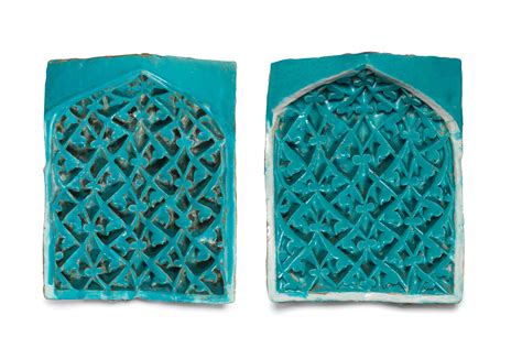 bonhams a pair of timurid moulded pottery squinch tiles muqarnas persia second half of the