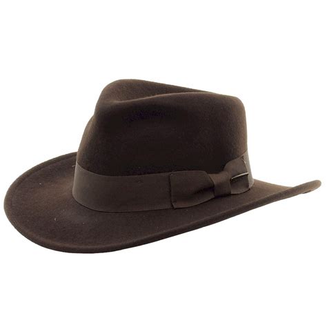 Dorfman Pacific Mens Indiana Jones Crushable Wool Felt Fedora Hat