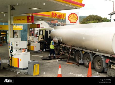 Tanker Lorry Truck Delivering Bulk Petrol And Diesel Fuel To Refuel