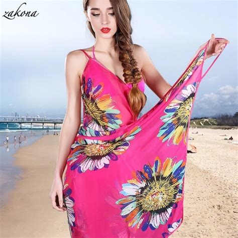 New Women Sexy Summer Bikini Chiffon Wrap Floral Print Pareo Dress Sarong Beach Bikini Swimwear