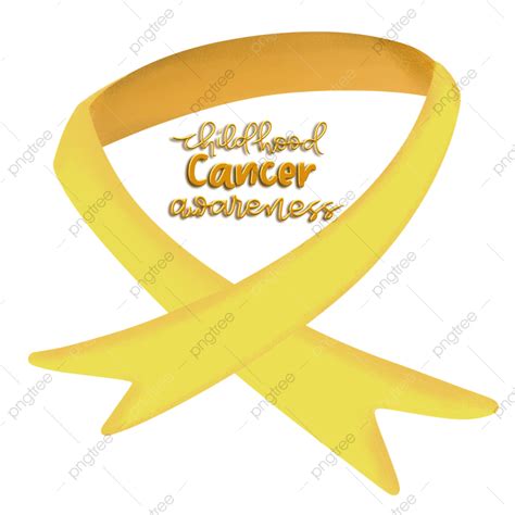 Childhood Cancer White Transparent Golden Ribbon For Childhood Cancer