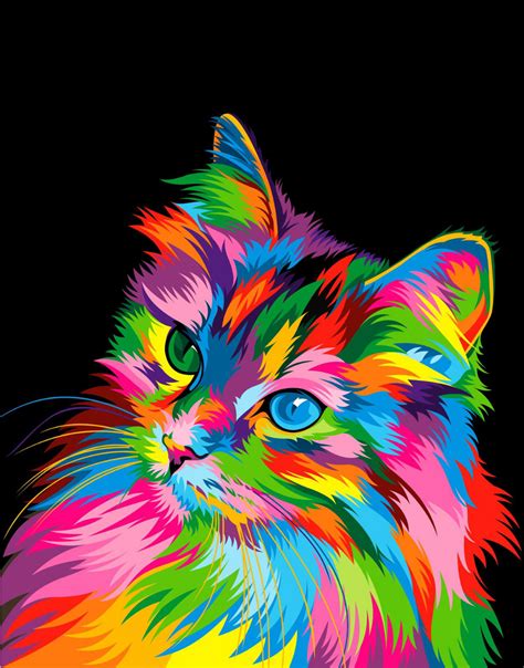 Multi Colored Kitty 13 Colorful Animal Vector Illustration On Behance