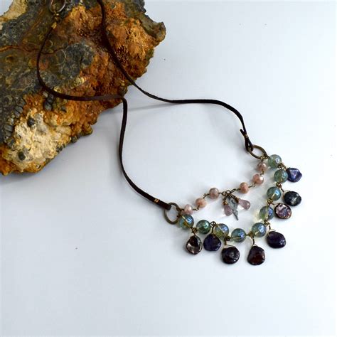 Boho Sundance Inspired Necklace Navy Blue Jewelry Etsy Blue Jewelry