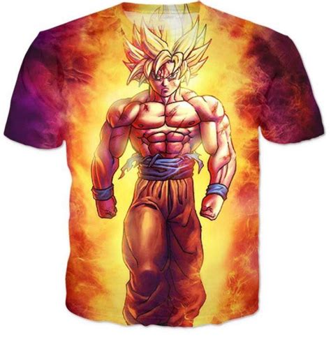 Ssj2 Son Goku Super Saiyan 2 Flame Fire 3d T Shirt — Saiyan Stuff