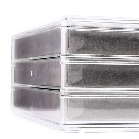 Juvale Acrylic Jewelry Box 3 Drawers Velvet Jewelry Organizer With Small Clear Jewelry Case For