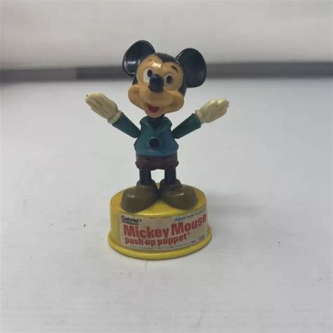 Walt Disney Mickey Mouse Push Up Puppets Plastic Figure Toy Vintage