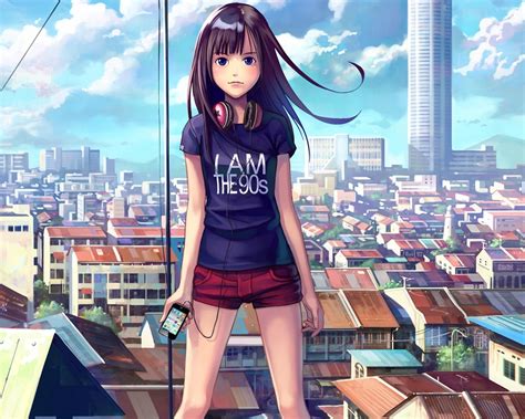 Black Haired Female Anime Character With I Am The 90s T Shirt Hd