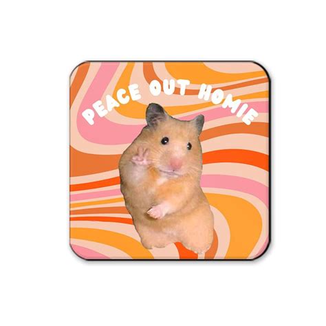 Peace Hamster Meme Drinks Coaster Funny Meme Ts Mug Etsy Uk