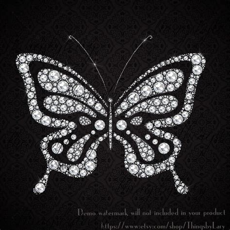 10 Diamond Butterfly Clip Arts 300 Dpi Instant Download Etsy