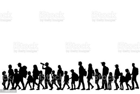 Silhouette People On A Walk Stock Illustration Download Image Now