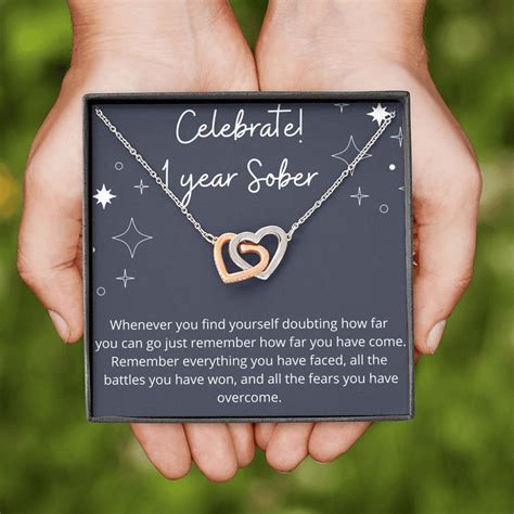 1 Year Sober Necklace Sobriety Anniversary Sober T Etsy Sobriety