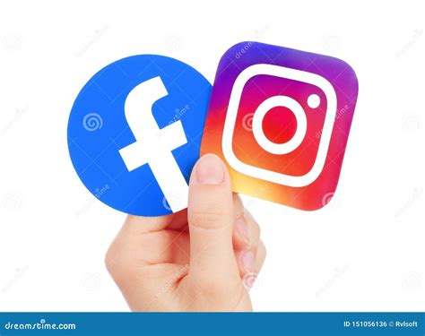 Hand Holds New Facebook Logo And Instagram Editorial Photo Illustration Of Igtv Internet