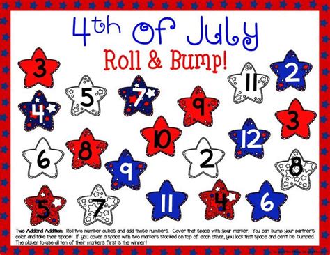 4th Of July Math Center Dice Games For K 2nd Special Education And Home