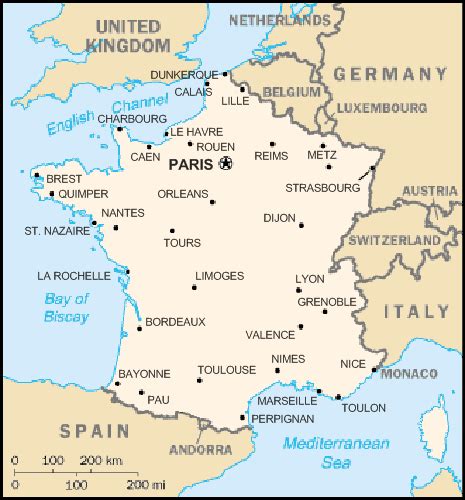 Carte De France Avec Pays Frontaliers Vierge