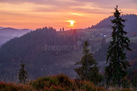 Sunrise In A Cold November Morning In The Mountains Stock Image Image