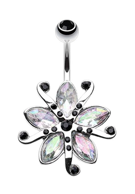 Glistening Lily Blossome Flower Belly Button Ring Belly Button Rings