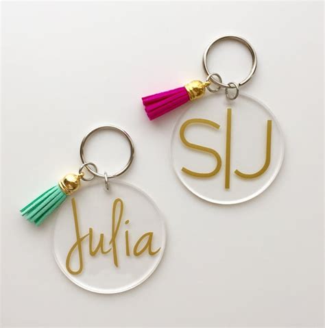 Monogrammed Acrylic Keychain With Tassel 12 Monogrammed Accessory