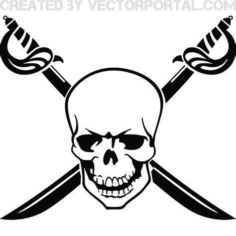 Skull And Crossed Swords Ai Royalty Free Stock Free Vector