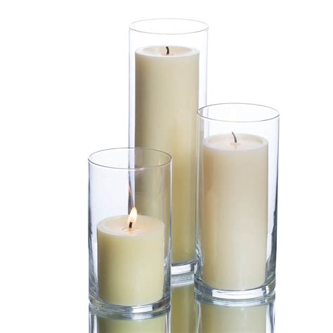 Richland Pillar Candles And Eastland Cylinder Holders White Set Of 36