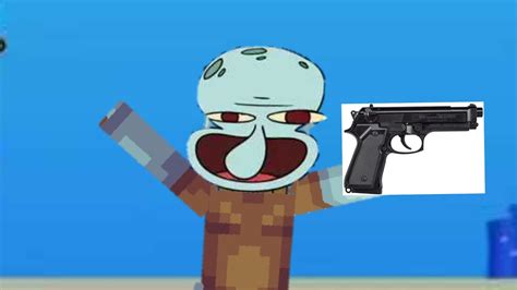 Squidward Has A Gun But Its Minecraft Youtube
