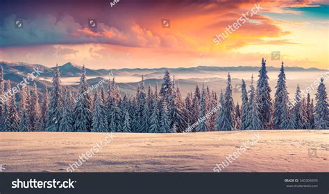 Colorful Winter Sunrise Mountains Stock Photo 340304339 Shutterstock