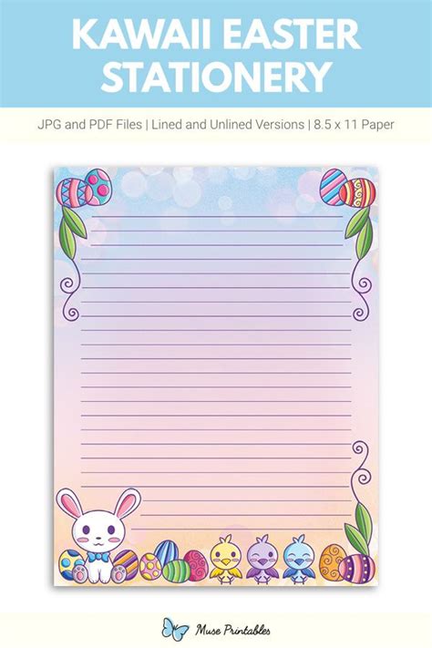 Printable Kawaii Easter Stationery In 2021 Printable Stationery Free
