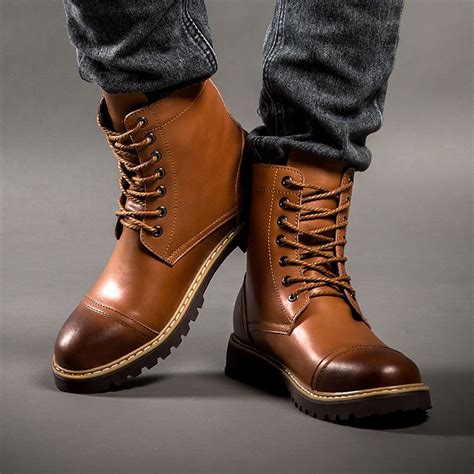 Sintético Imagen Botas De Moda Para Hombre Lleno