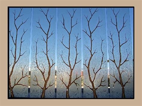 Glass Art Etching Trees Abstract Frosted Glass Modern Textures