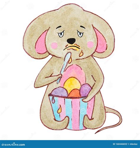 Watercolor Drawing Mice Stock Illustration Illustration Of Happy 160446832