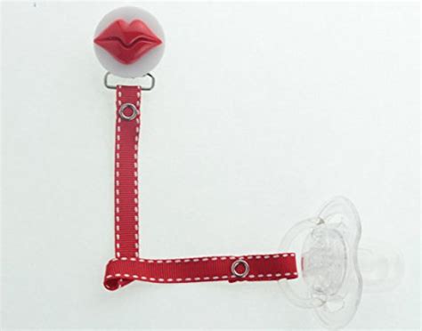 Red Kiss Lips Pacifier Clip With Matching Red Pacifier Clip Rrl