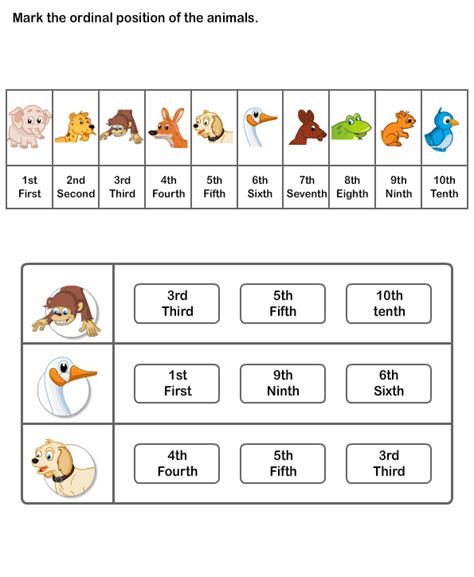 Worksheets On Ordinal Numbers For Grade 2