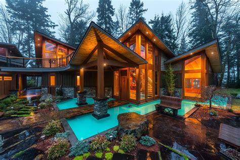 Luxury West Coast Contemporary Timber Frame Oceanfront Estate Luxury Homes Dream Houses