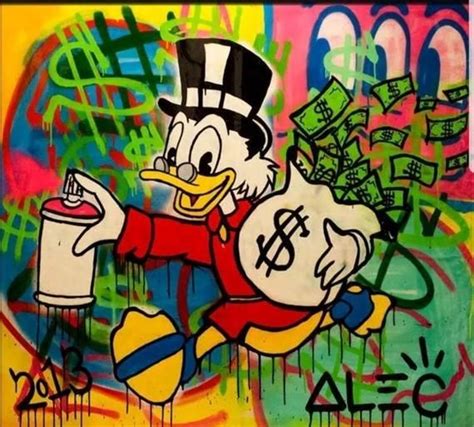 Alec Monopoly Oil Painting On Canvas Graffiti Art Mr Scrooge Money Bag
