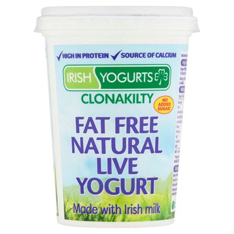 Irish Yogurts Clonakilty Fat Free Natural Live Yogurt 500g Yogurt