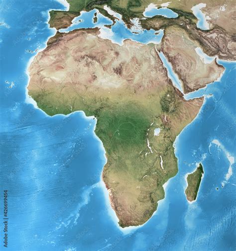 Physical Map Of Africa With High Resolution Details Flattened