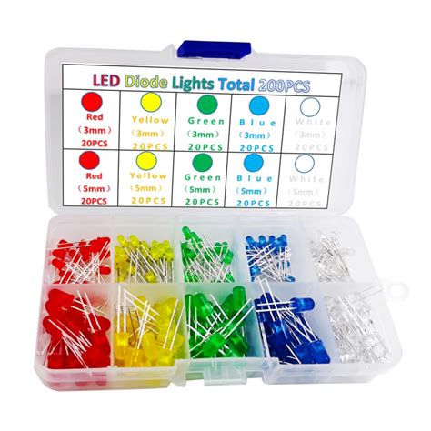 200pcs 3mm And 5mm Led Diodes Assortment Kit Light Emitting Diodes